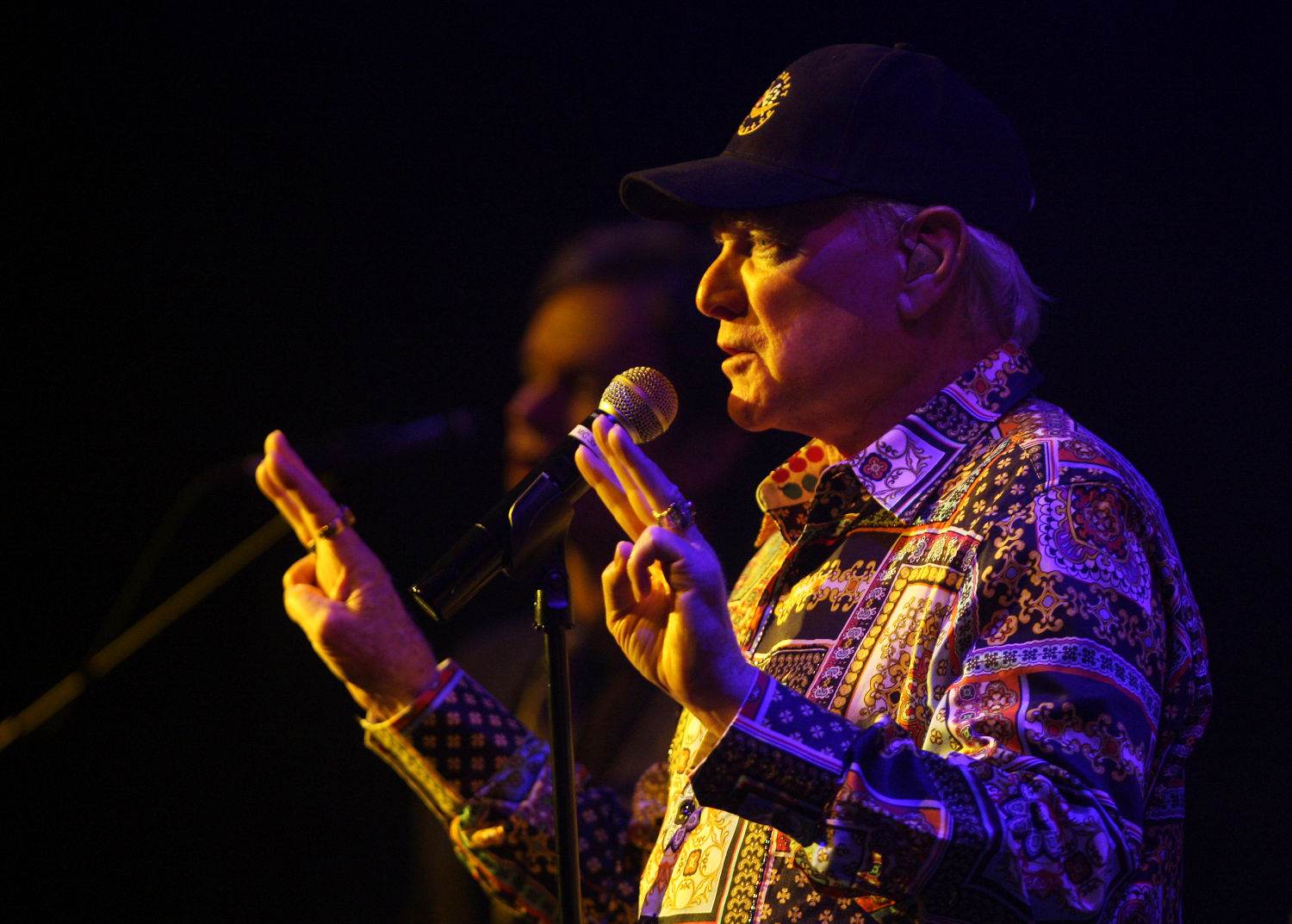 Original band member Mike Love and The Beach Boys perform at the Mississippi Moon Bar inside the Diamond Jo Casino, in Dubuque, on Saturday. PHOTO CREDIT: Nicki Kohl