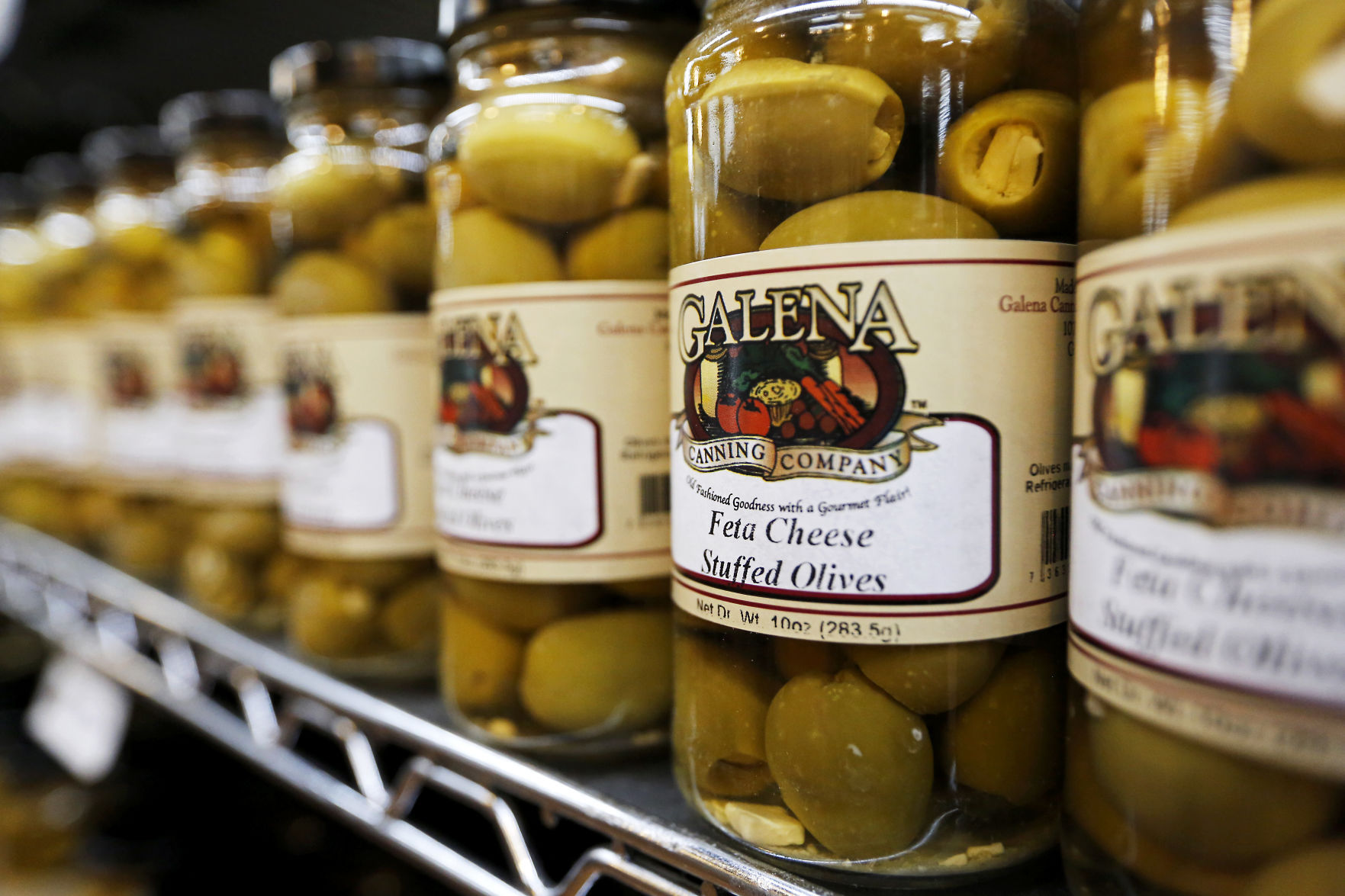 Stuffed olives at Galena Canning Company in Galena, Ill.    PHOTO CREDIT: EILEEN MESLAR