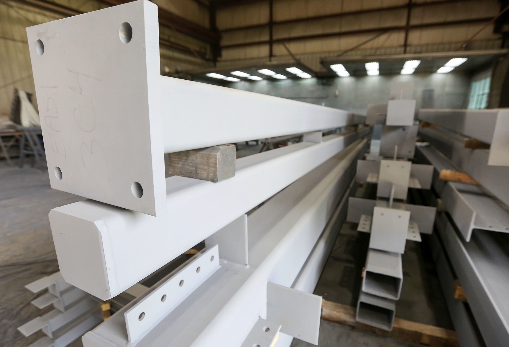 Steel columns fabricated at E.J. Voggenthaler Co. in Dubuque. Photo taken on Wednesday, June 27, 2018.    PHOTO CREDIT: NICKI KOHL