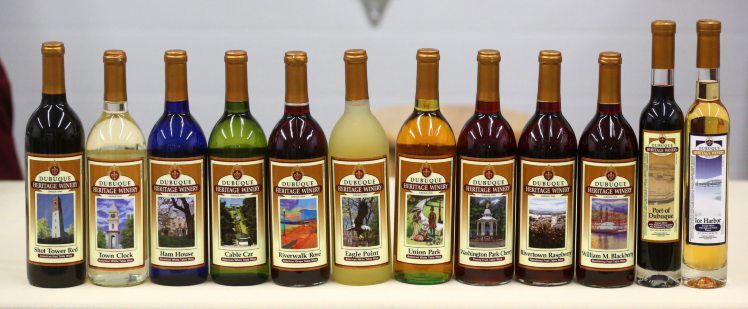 A variety of wines offered at Dubuque Heritage Winery in Dubuque.    PHOTO CREDIT: JESSICA REILLY