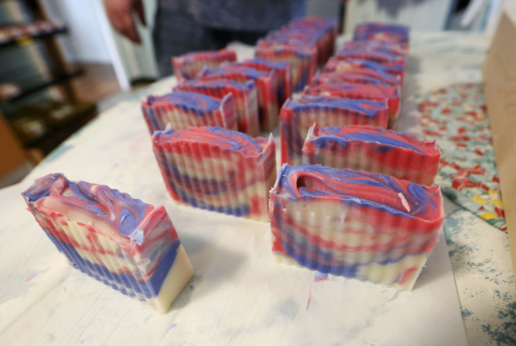 Freshly cut bars of soap. PHOTO CREDIT: NICKI KOHL