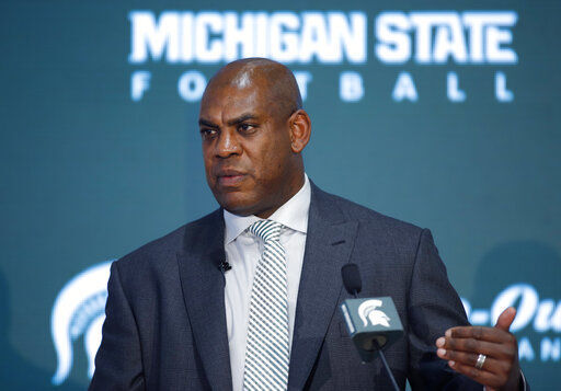 FILE - In this Wednesday, Feb. 12, 2020, file photo, Mel Tucker, Michigan State