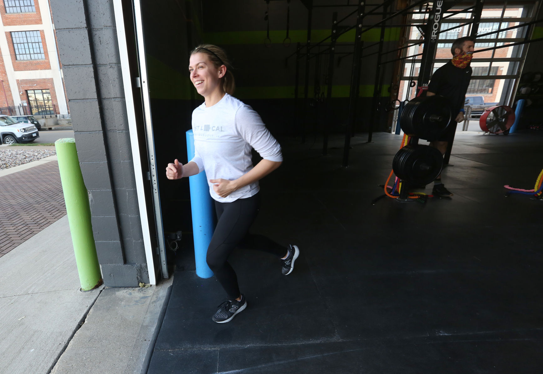 Kaley Rigdon, of Dubuque, participates in a workout at Volv Dubuque Fitness in Dubuque on Friday. PHOTO CREDIT: JESSICA REILLY