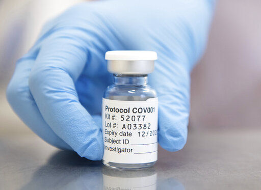 This undated photo issued by the University of Oxford shows of vial of coronavirus vaccine developed by AstraZeneca and Oxford University, in Oxford, England. Pharmaceutical company AstraZeneca said Monday Nov. 23, 2020, that late-stage trials showed its coronavirus vaccine was up to 90% effective, giving public health officials hope they may soon have access to a vaccine that is cheaper and easier to distribute than some of its rivals. (University of Oxford/John Cairns via AP) PHOTO CREDIT: John Cairns