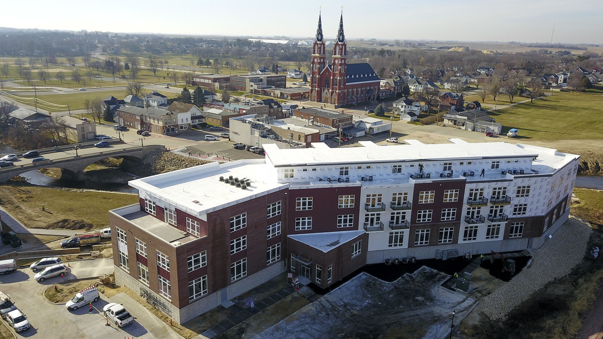 The Landing in Dyersville, Iowa, will offer commercial space, along with condos and loft apartments on the upper levels. PHOTO CREDIT: Dave Kettering