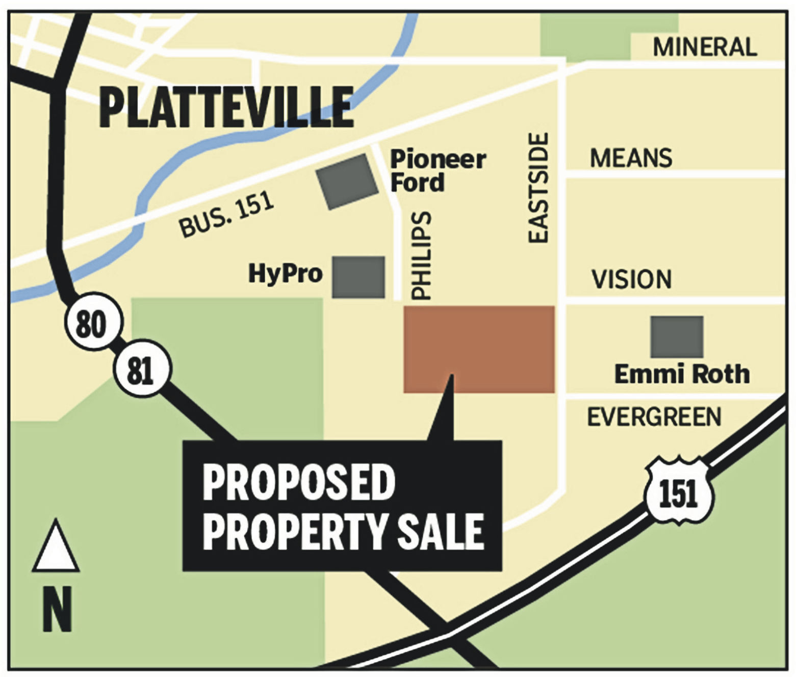 The Platteville Common Council is considering the sale of 20 acres of property for a 350,000-square-foot building to be built by a shell company for a confidential Fortune 500 client. PHOTO CREDIT: Mike Day