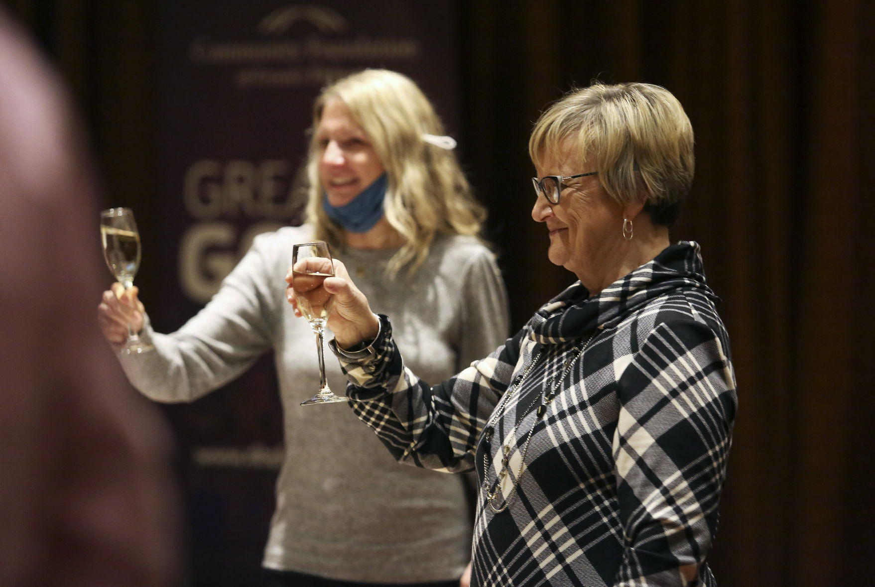 Judy Wolf, recipient of the 2020 Telegraph Herald First Citizen Award, attends a reception at Diamond Jo Casino in Dubuque on Thursday, Jan. 28, 2021.    PHOTO CREDIT: NICKI KOHL