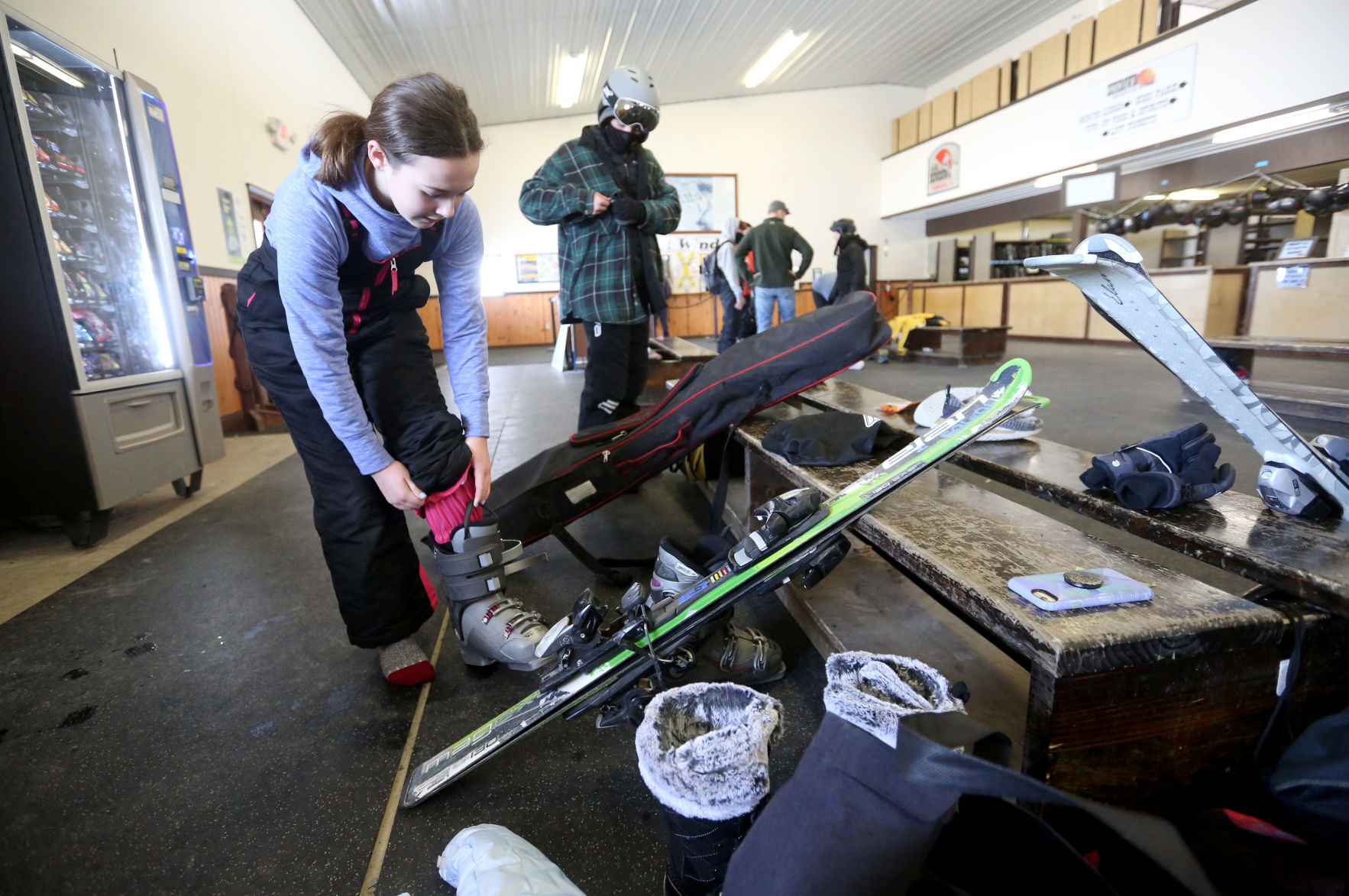 Sundown Mountain ResortEmma Spengler, 12, of Solon, Iowa, gears up to ski at Sundown. PHOTO CREDIT: JESSICA REILLY