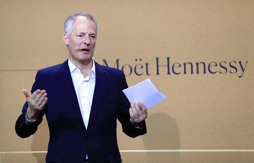 Moet Hennessy President and CEO Philippe Schaus speaks during a news conference. Moet Hennessy is acquiring a 50% stake in rapper and entrepreneur Jay-Z’s Champagne brand. PHOTO CREDIT: Michel Euler