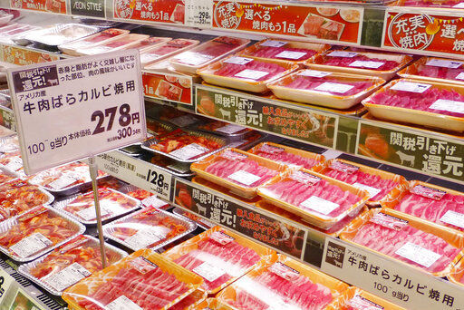 Packs of frozen beef imported from the U.S. are sold at a supermarket in Tokyo. Imported American beef in Japan has proved so popular it