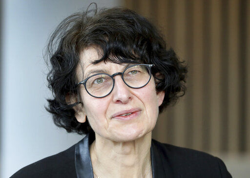 Ozlem Tureci founder of the BioNTech company speaks during an interview with the Associated Press in Berlin, Germany, Thursday, March 18, 2021. (AP Photo/Michael Sohn) PHOTO CREDIT: Michael Sohn