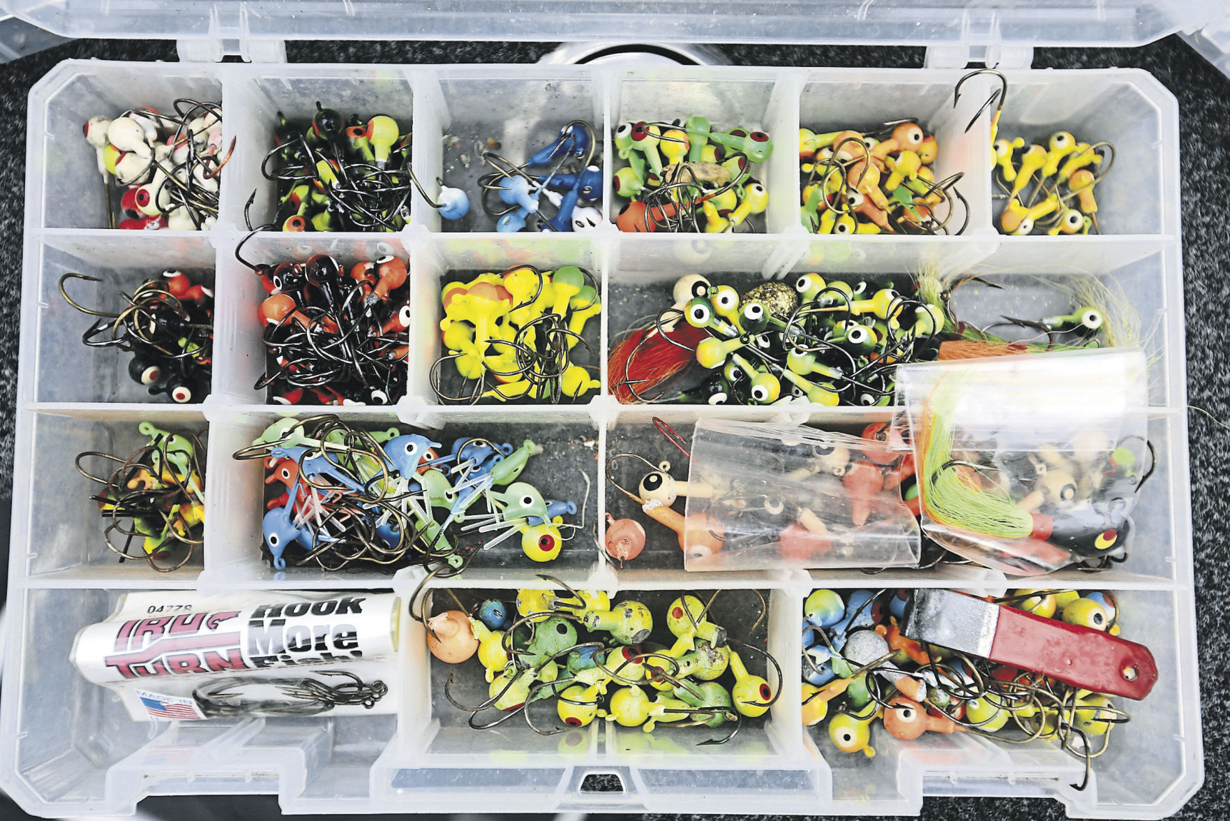 Sam Willett’s tackle box on Monday, March 22, 2021. PHOTO CREDIT: JESSICA REILLY