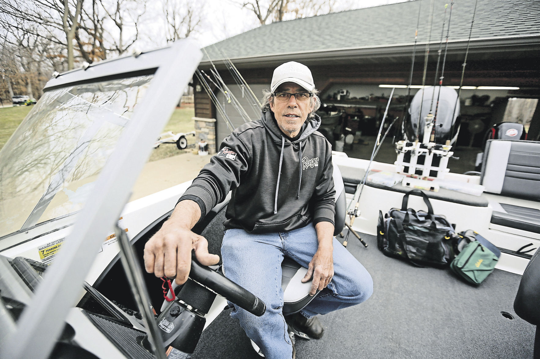 Sam Willett turned his dream into a business. He owns Walleye to Whitetails in Peosta, Iowa. He guides his clients to fishing spots on the Mississippi River and directs hunters to a site for deer and turkey hunting. PHOTO CREDIT: JESSICA REILLY