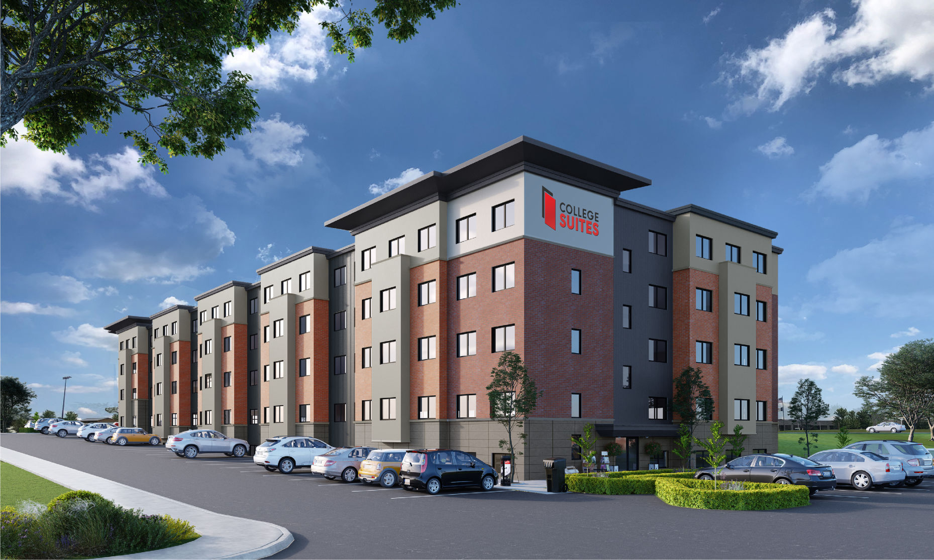 A rendering of the new College Suites apartment complex in Peosta, Iowa.  PHOTO CREDIT: Contributed