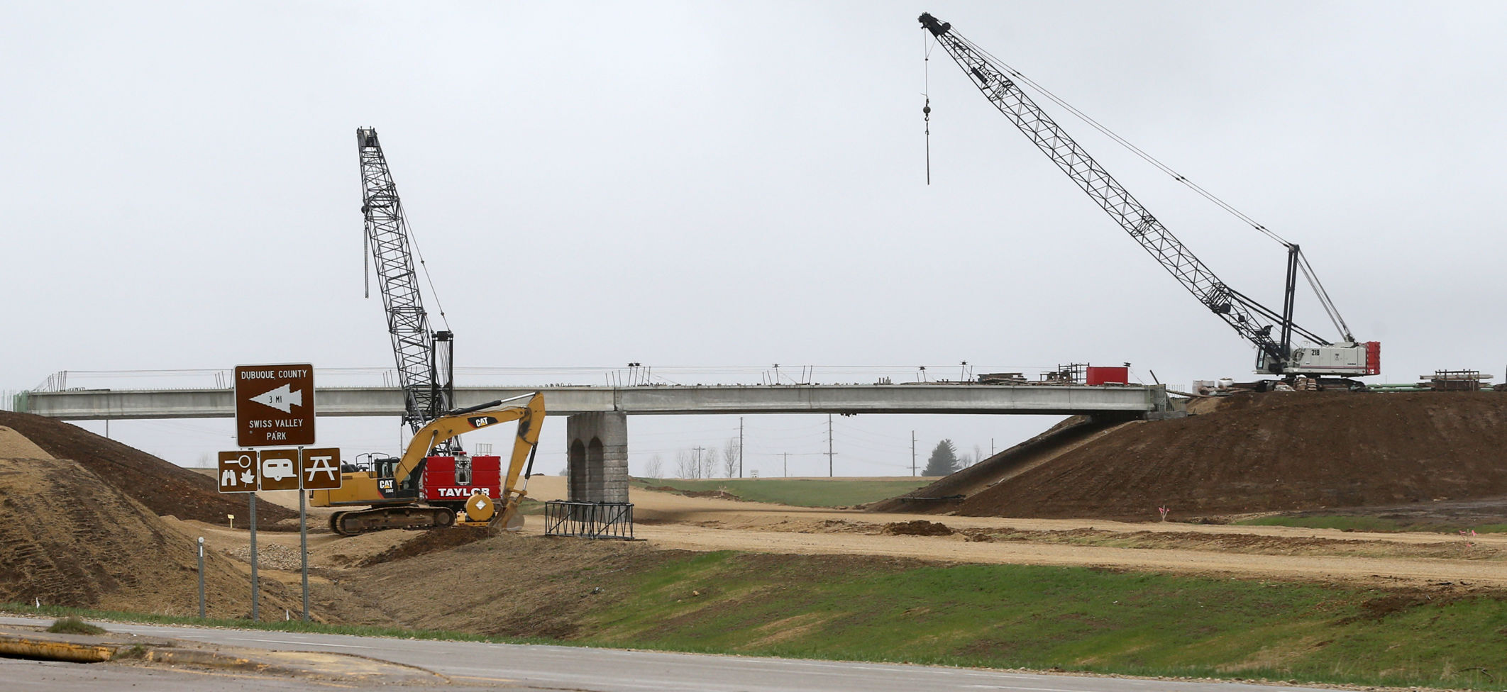 Work continues on an overpass along U.S. 20 near North Cascade and Swiss Valley roads in rural Dubuque. PHOTO CREDIT: JESSICA REILLY