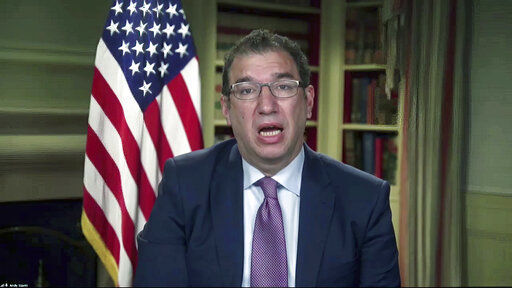 FILE - In this Jan. 27, 2021, image from video, Andy Slavitt, senior adviser to the White House COVID-19 Response Team, speaks during a White House briefing on the Biden administration
