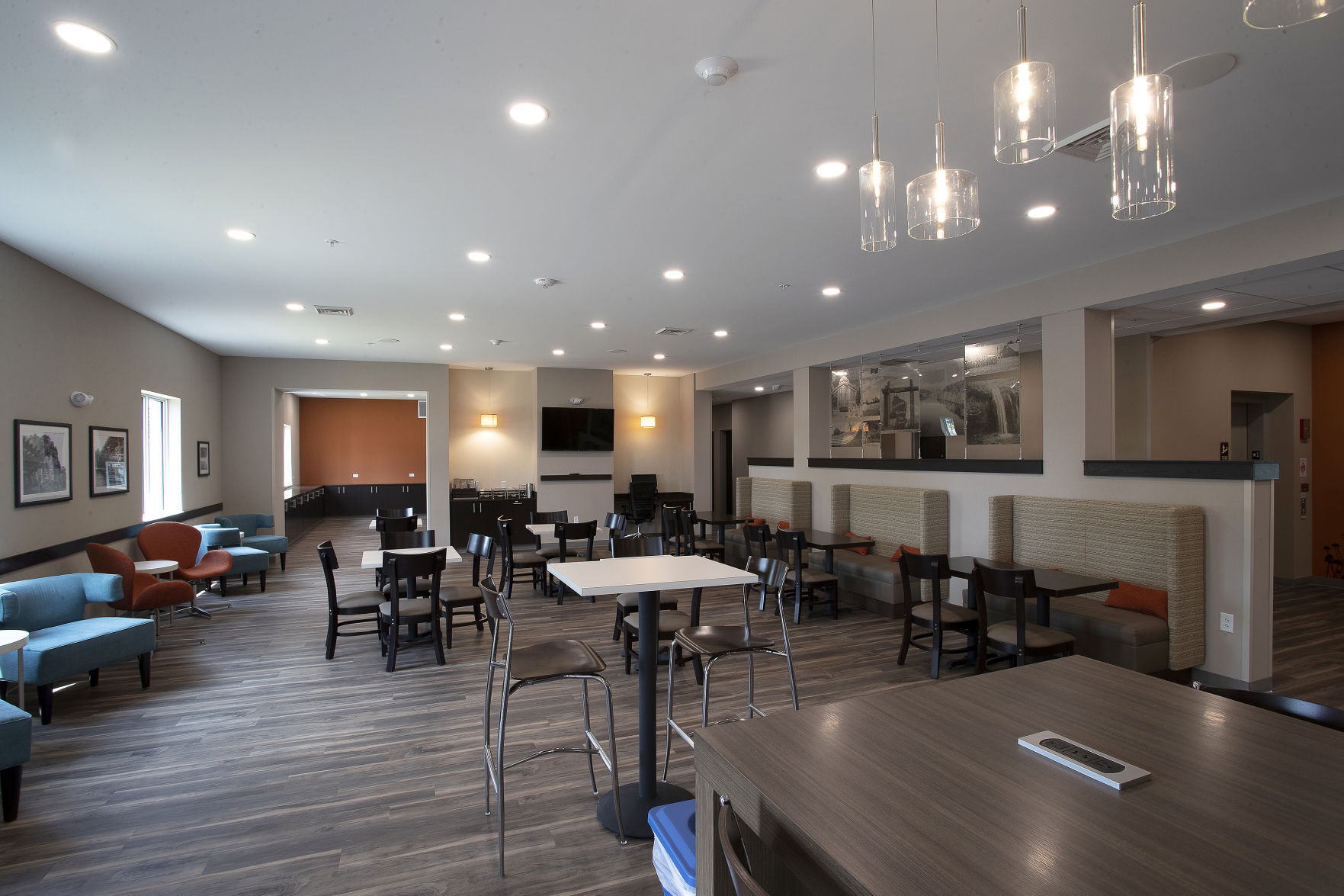 The dining and lounge area of the new Sleep Inn in Lancaster, WI., on Tuesday, June 8, 2021. PHOTO CREDIT: Stephen Gassman