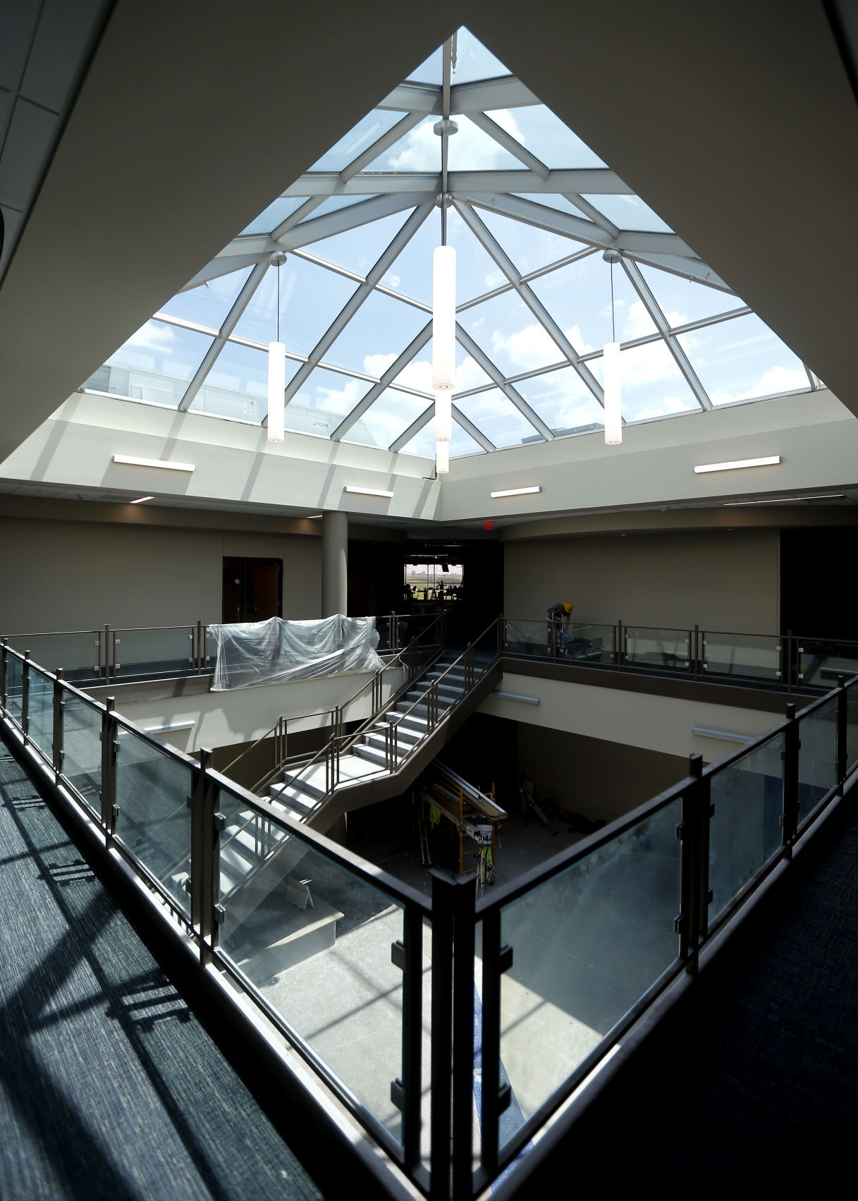 The newly added atrium area of Northeast Iowa Community College in Peosta, Iowa, on Thursday.    PHOTO CREDIT: Dave Kettering