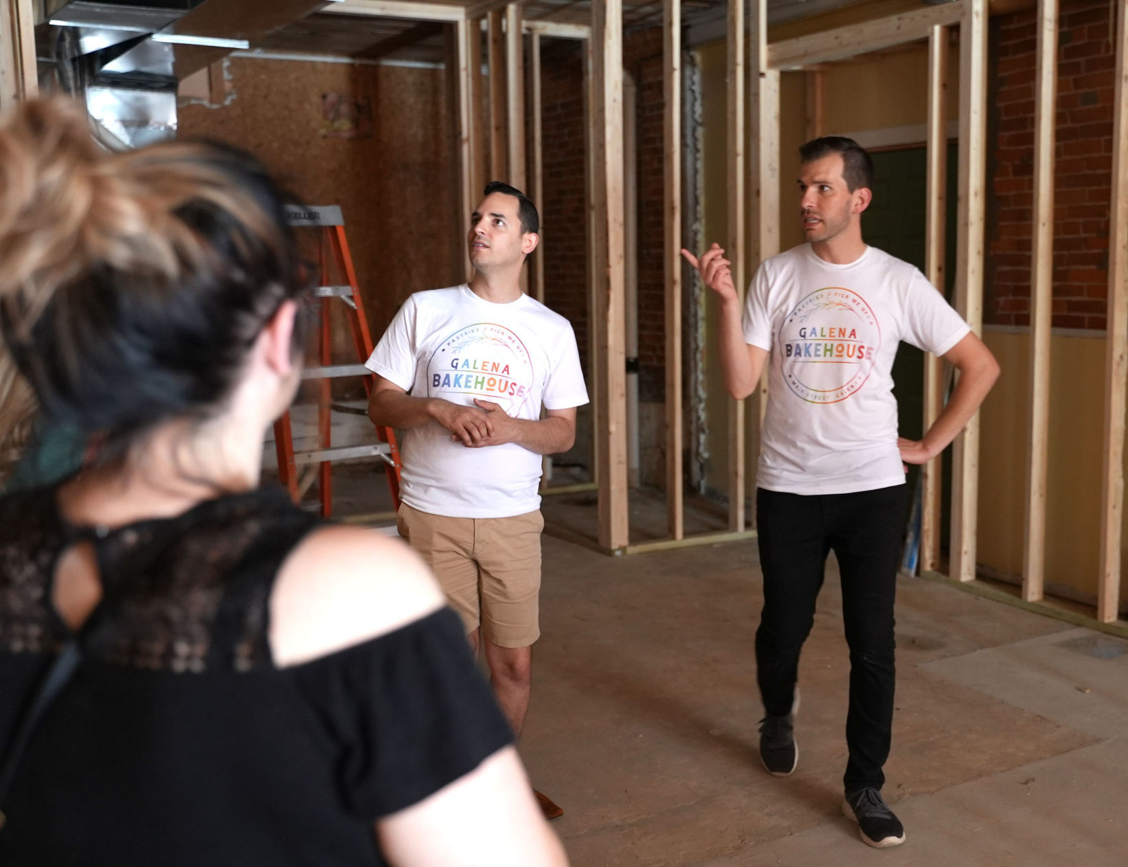 Owners Alex Arroyo (left) and Geoff Karnish plan to open Galena Bakehouse at 421 S. Main St. in Galena, Ill., in early August.    PHOTO CREDIT: PAUL KURUTSIDES