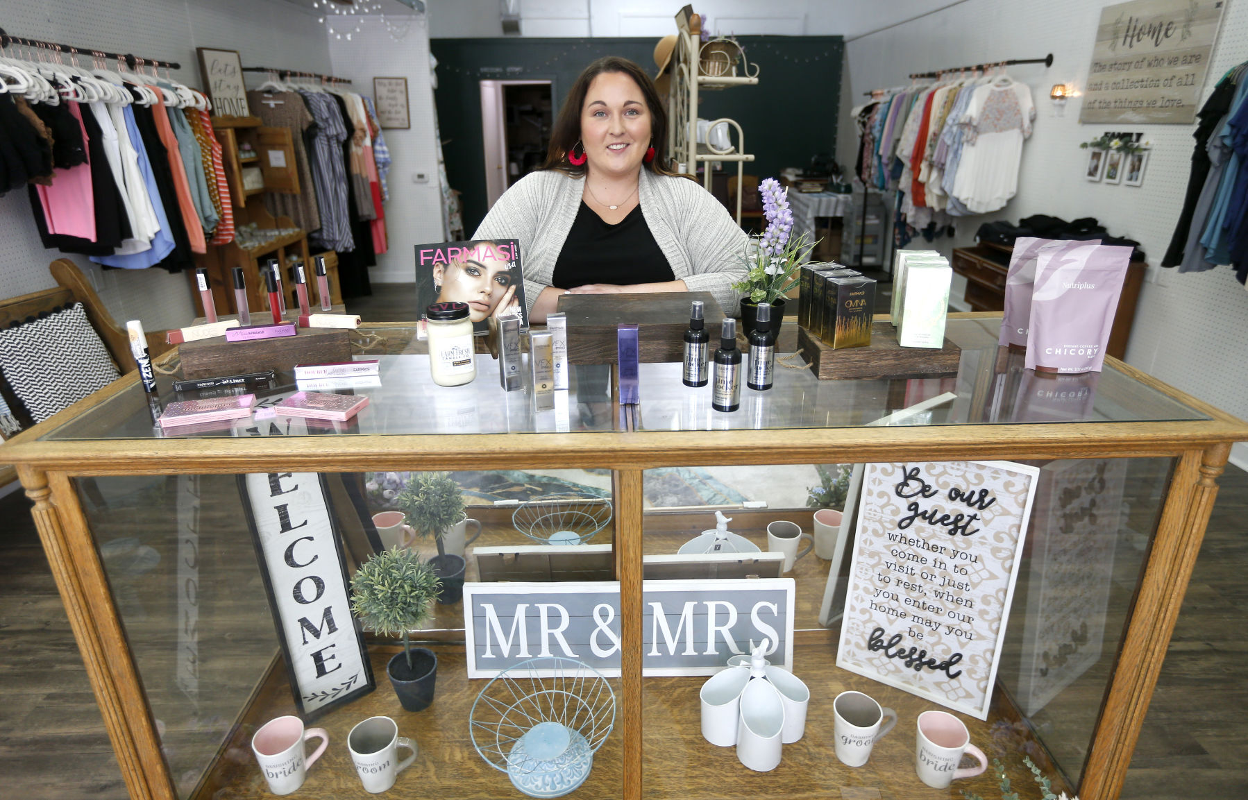 Joelle Davis is the owner of Emerald Grove Boutique located in Elkader, Iowa, on Friday, June 25, 2021.    PHOTO CREDIT: Dave Kettering