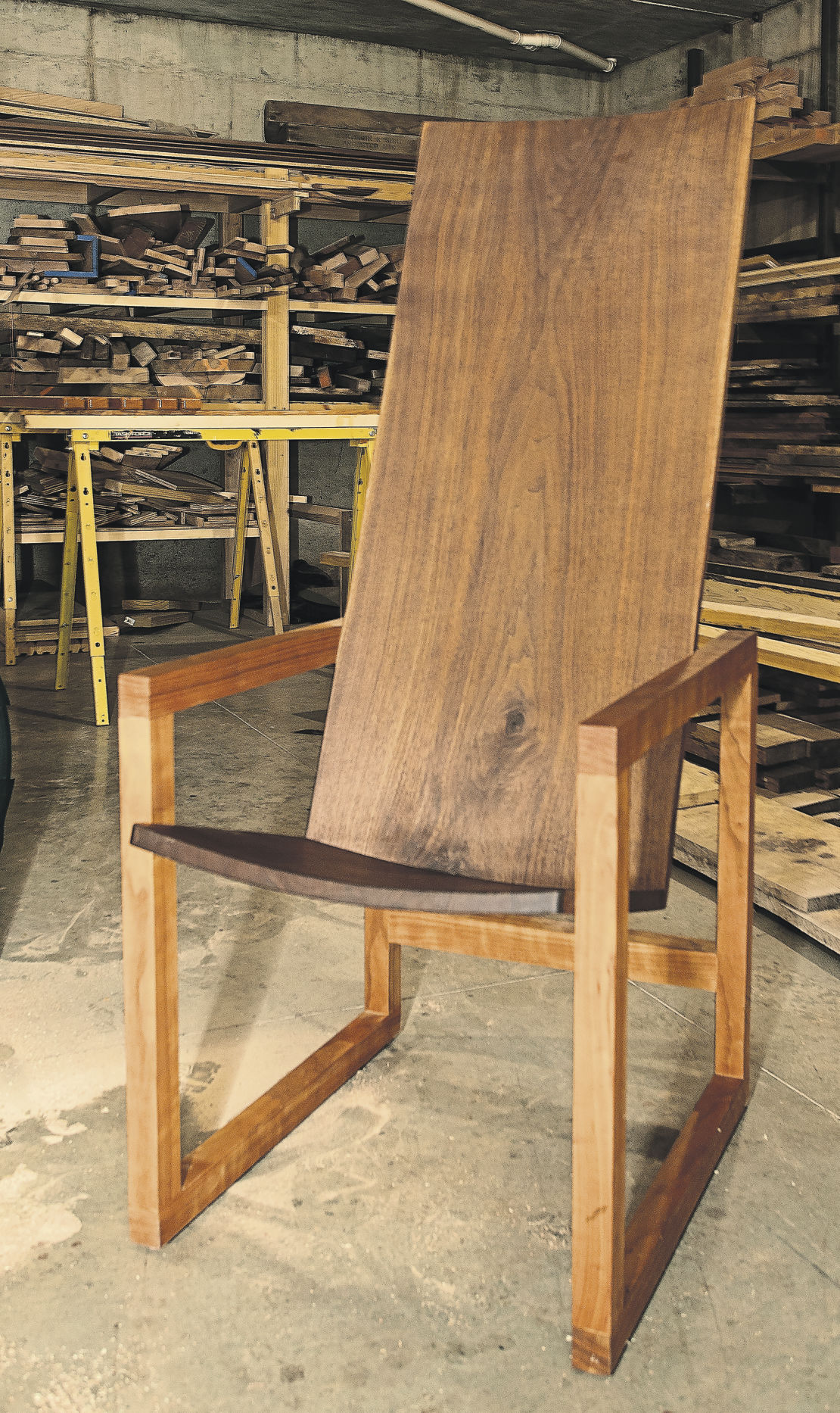 A chair constructed of maple and cherry.    PHOTO CREDIT: Stephen Gassman