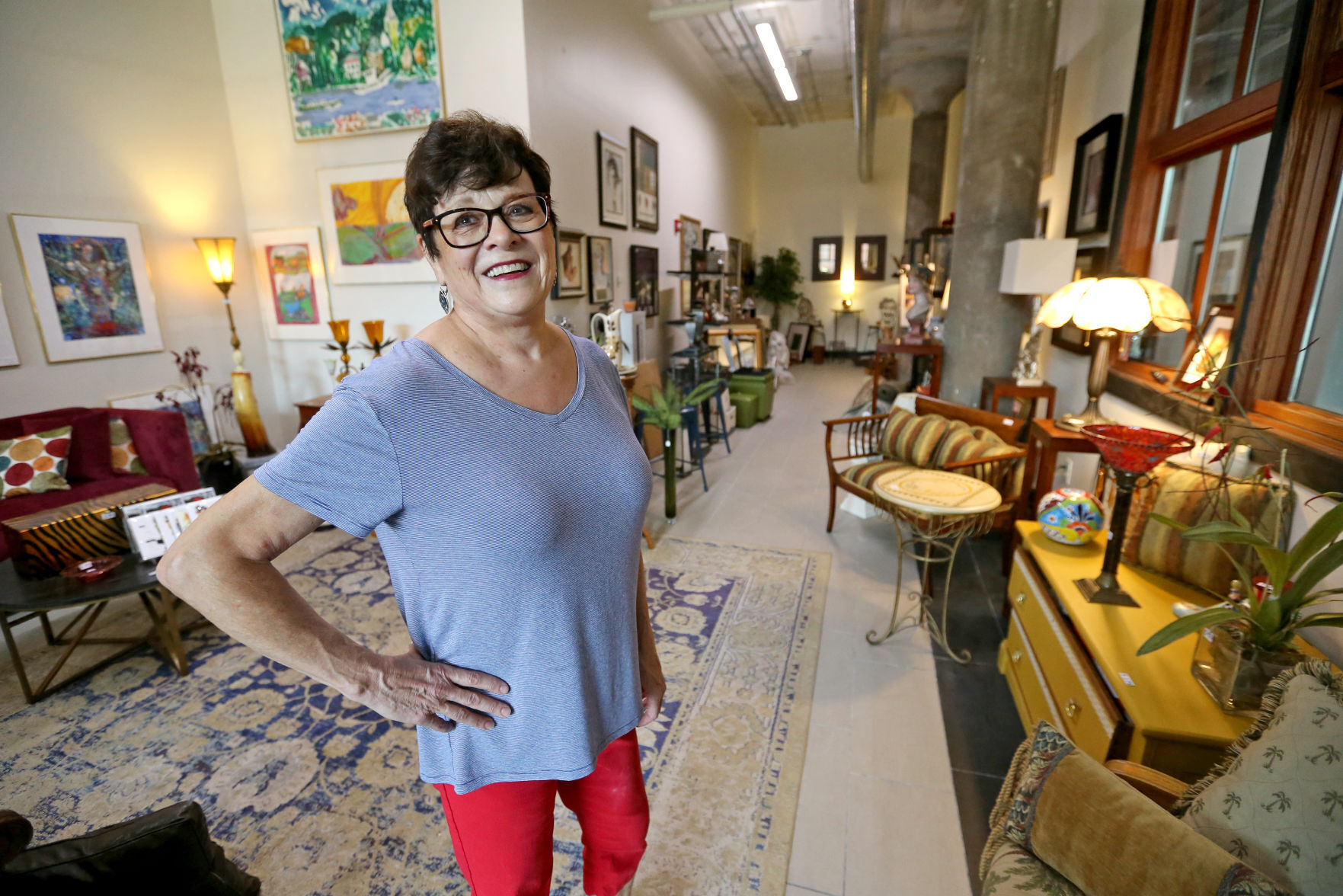 Audrey Wallis is the owner of The Consignment Store in the Novelty Iron Works Building in Dubuque.    PHOTO CREDIT: JESSICA REILLY