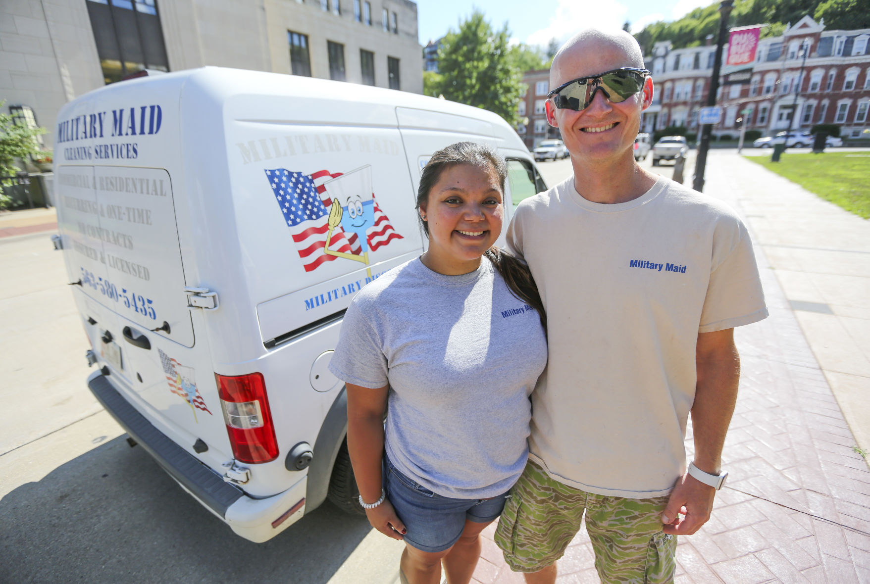 Justyn and Vanessa Husemann are the owners of Military Maid in Dubuque.    PHOTO CREDIT: Dave Kettering
