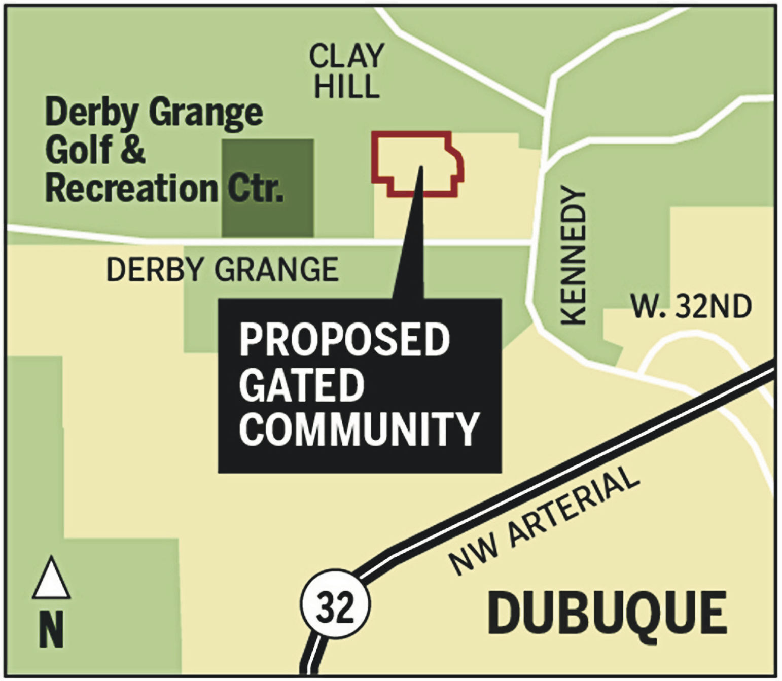 A gated community has been proposed north of Derby Grange Road in Dubuque.    PHOTO CREDIT: Mike Day