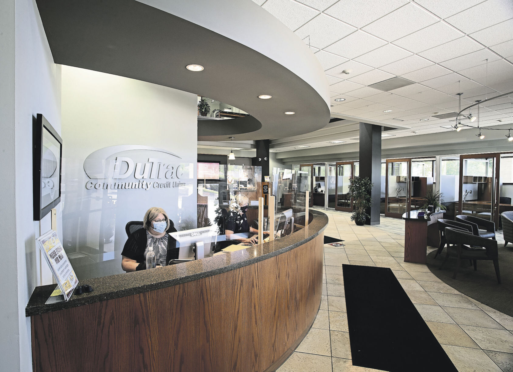 The lobby of the main DuTrac branch on Asbury Road.    PHOTO CREDIT: Stephen Gassman