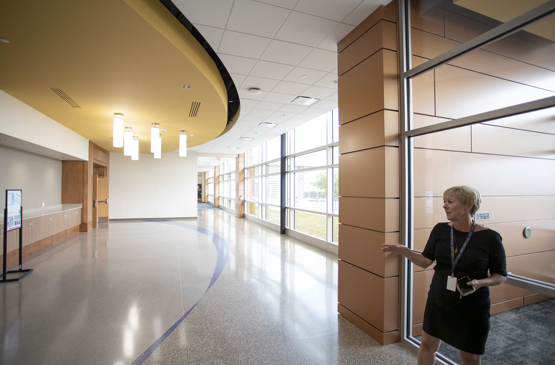 Associate Vice President of Operations Rhonda Seibert gives a tour of the recent renovations to the NICC campus in Peosta, Iowa, on Monday.    PHOTO CREDIT: Stephen Gassman