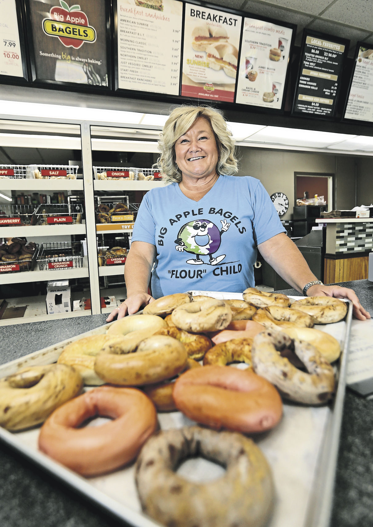 Faulhaber has owned Big Apple Bagels for more than 20 years.    PHOTO CREDIT: Jessica Reilly