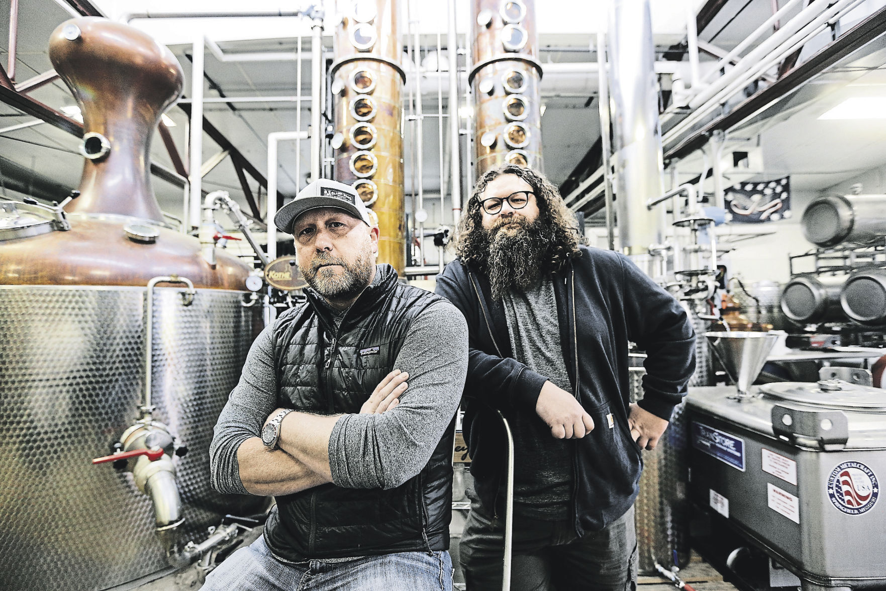 Matt (left) and Mike Blaum, of Blaum Bros. Distilling Co., in Galena, Ill..    PHOTO CREDIT: Dave Kettering
