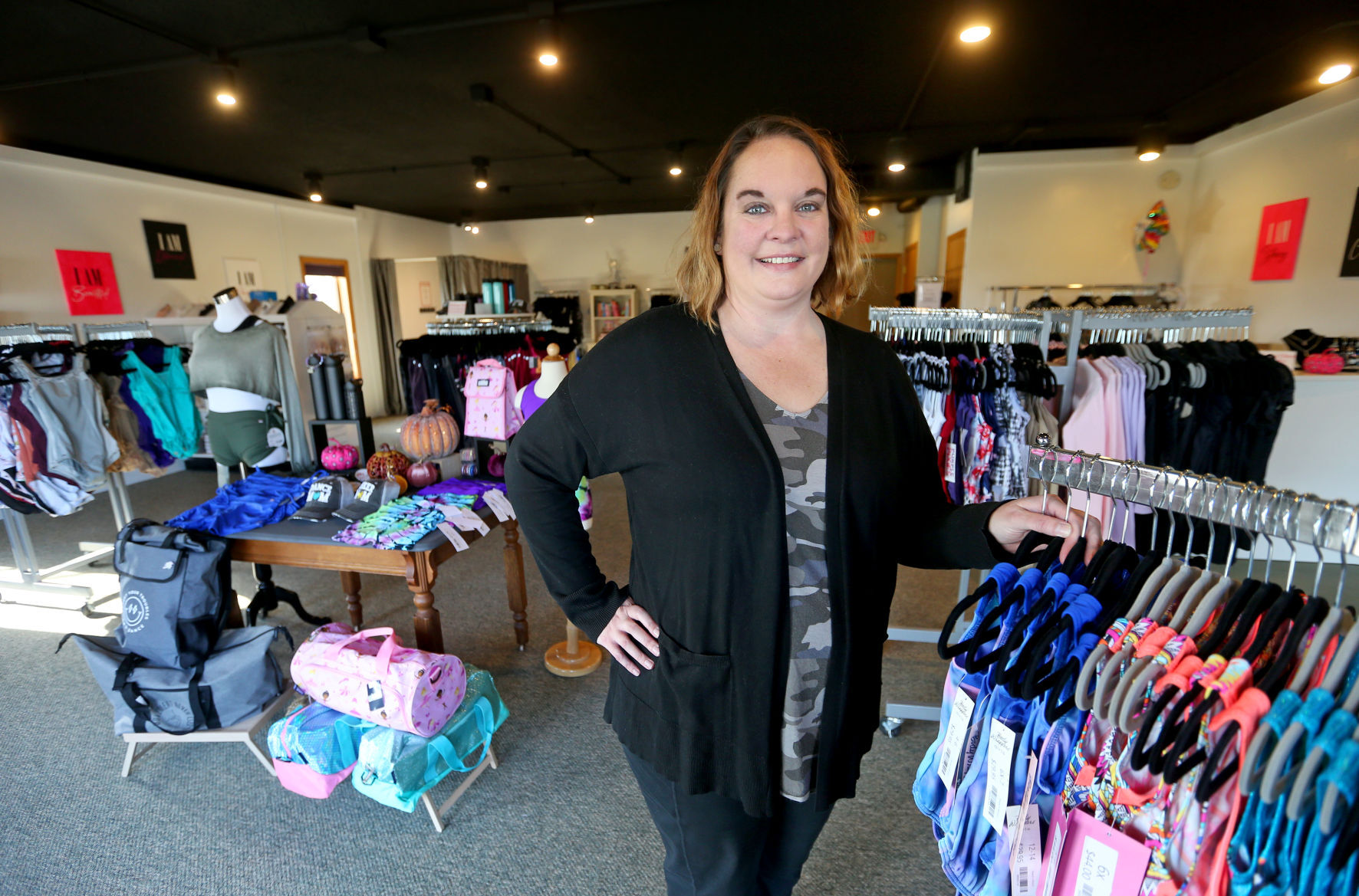 Owner Mandy Halbur recently opened Beauty In Motion Dancewear Boutique in Asbury, Iowa.    PHOTO CREDIT: JESSICA REILLY