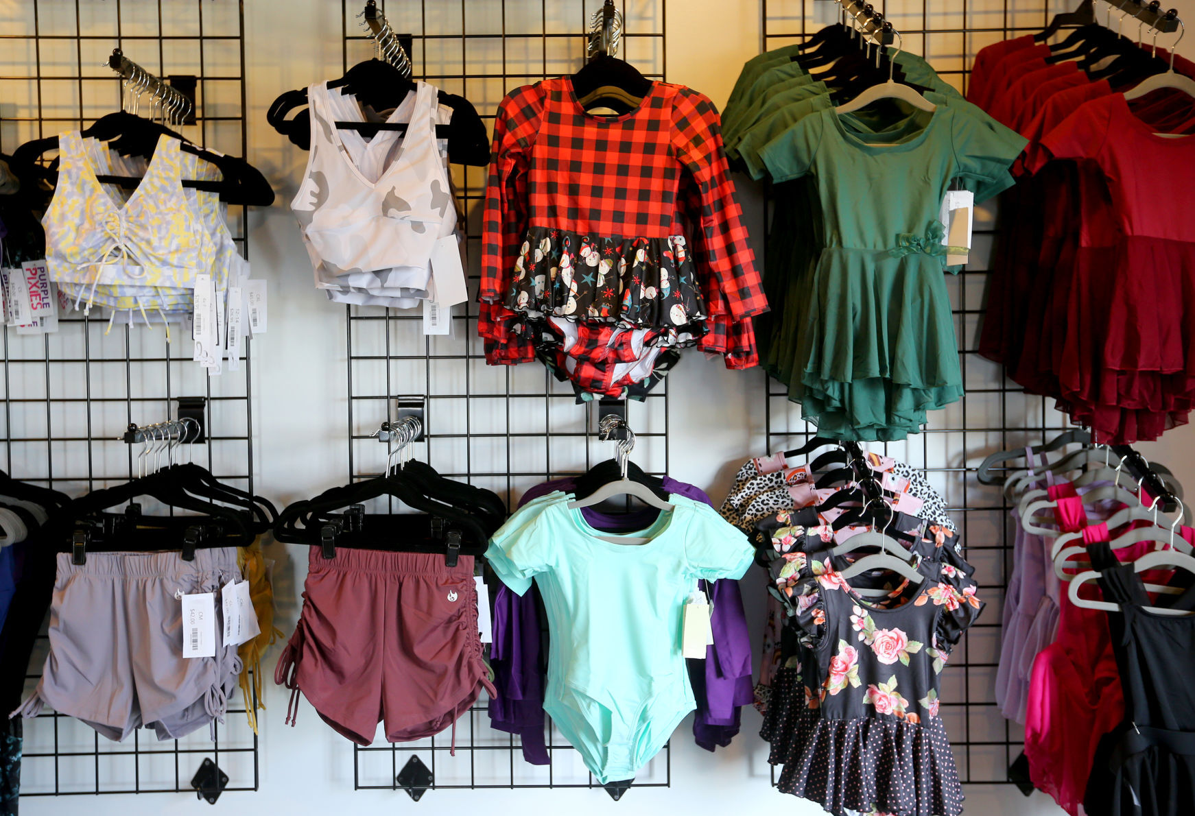 Clothing is displayed at Beauty In Motion Dancewear Boutique in Asbury, Iowa, on Monday, Nov. 8, 2021.    PHOTO CREDIT: JESSICA REILLY