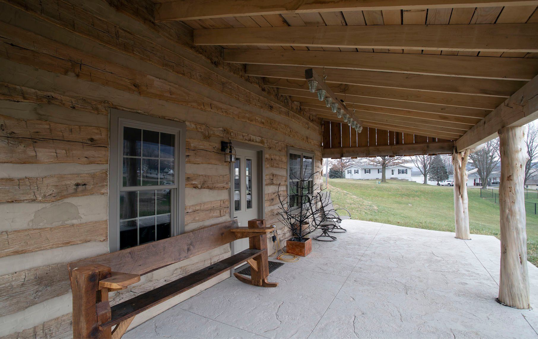 Front porch of the Woodenhead cabin in St. Donatus, Iowa, on Friday, Dec. 10, 2021.    PHOTO CREDIT: Stephen Gassman