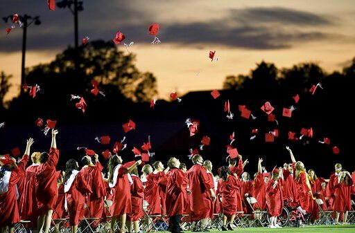 High school graduation rates dipped in at least 20 states after the first full school year disrupted by the pandemic, suggesting the coronavirus may have ended nearly two decades of nationwide progress toward getting more students diplomas, an analysis shows.    PHOTO CREDIT: Scott Keller