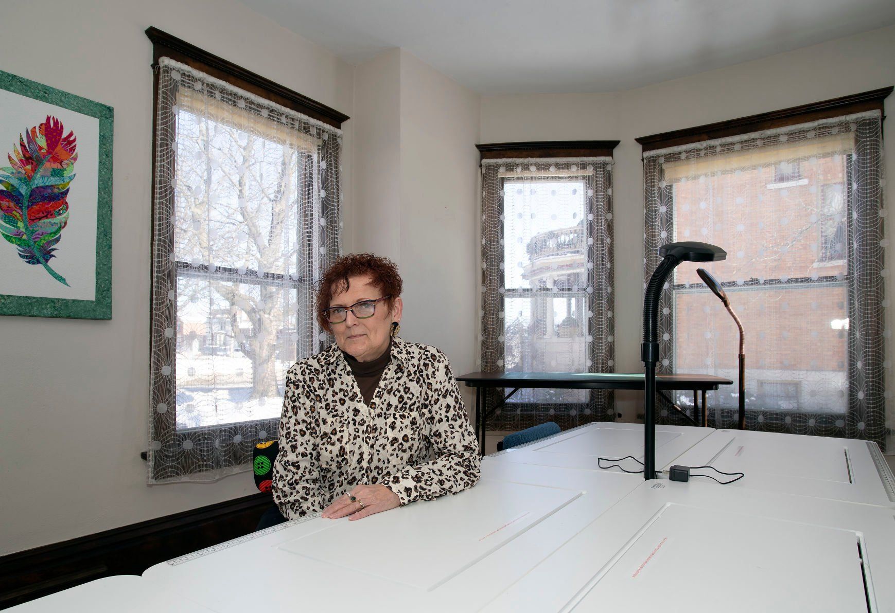 Owner Carol Long sits inside the historic DeWitt House which she plans to rent out as "A Stitch in Time" retreat in Platteville, Wis., on Friday, Jan. 28, 2022.    PHOTO CREDIT: Stephen Gassman
