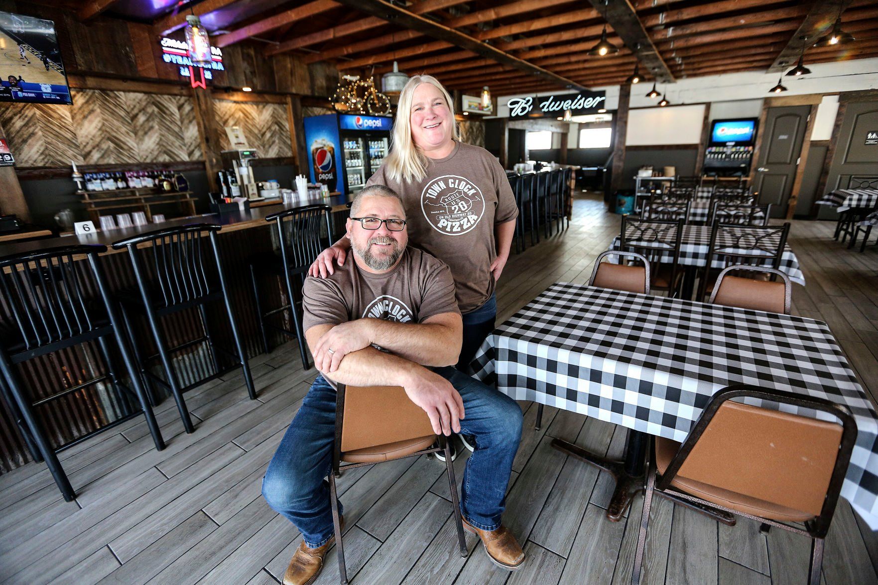 Scott and Irene Nelson are the owners of Town Clock Pizza, which will open on Thursday in Centralia, Iowa. The owners closed their Dubuque Main Street location in April after more than 50 years at the site.    PHOTO CREDIT: Dave Kettering