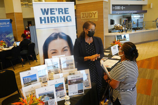 Fewer Americans applied for unemployment benefits last week, as layoffs continue to decline amid a strong job market rebound.    PHOTO CREDIT: Marta Lavandier