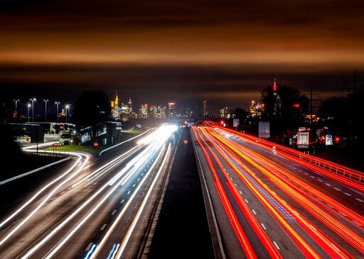 Vehicles pass in a long exposure camera blur on a highway near Frankfurt, Germany    PHOTO CREDIT: Michael Probst