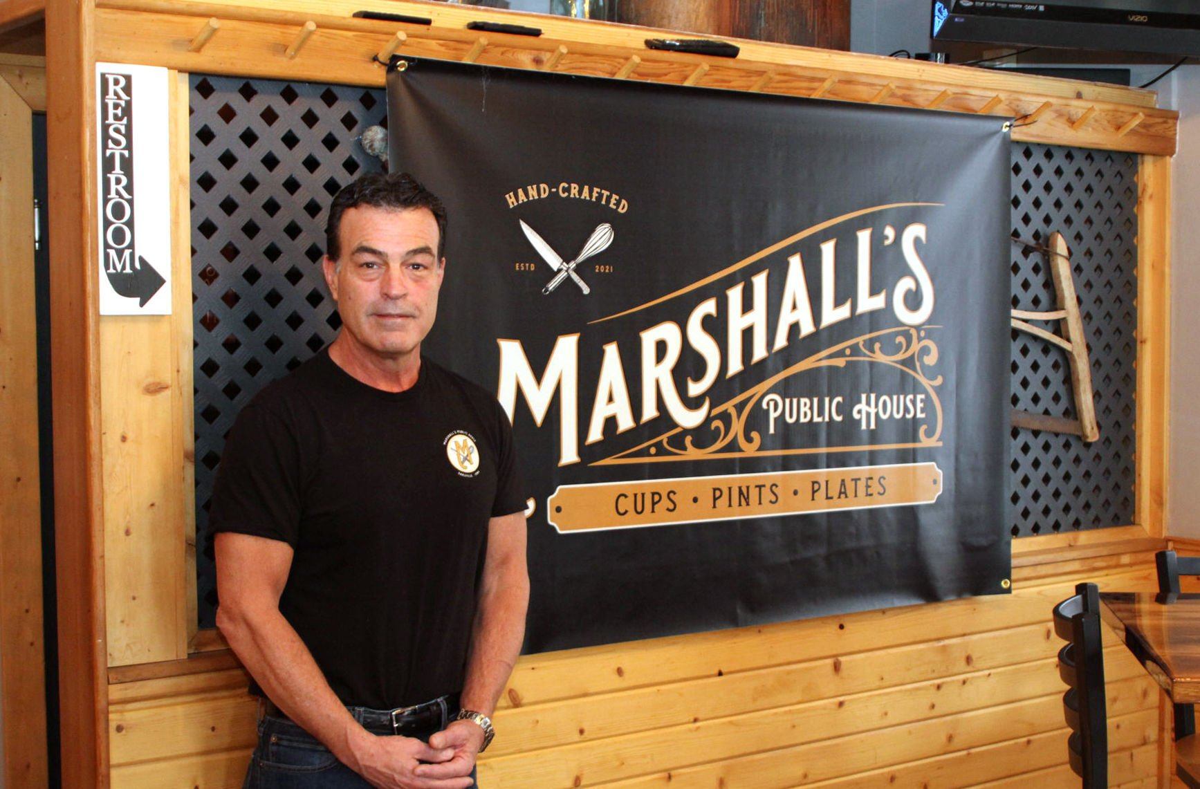 Ken Edaburn is the owner of Marshall’s Public House in Earlville, Iowa.    PHOTO CREDIT: Mike Putz
