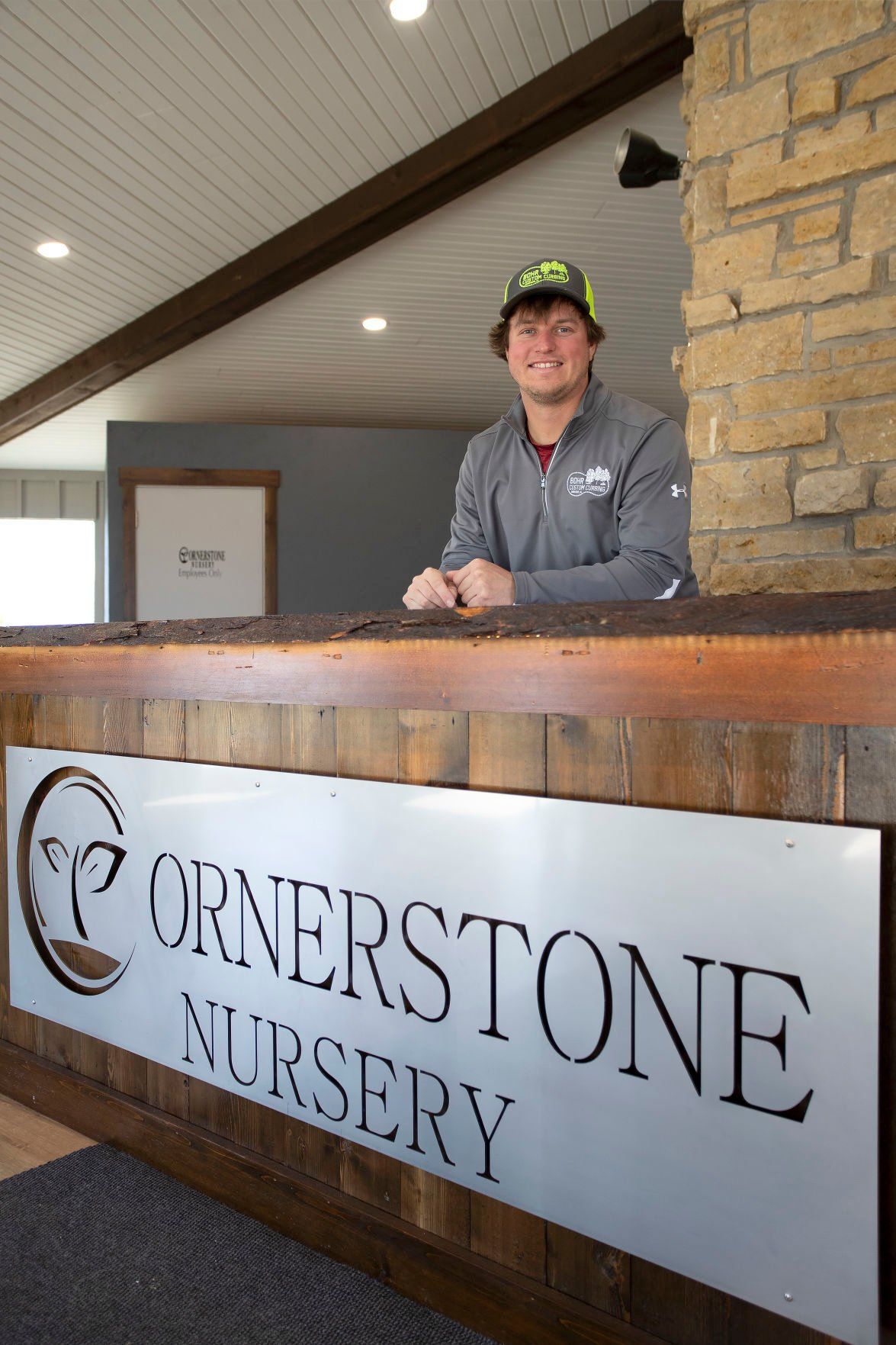 Cornerstone Nursery owner Jake Bohr stands in the nursery office in Dubuque on Friday.    PHOTO CREDIT: Stephen Gassman