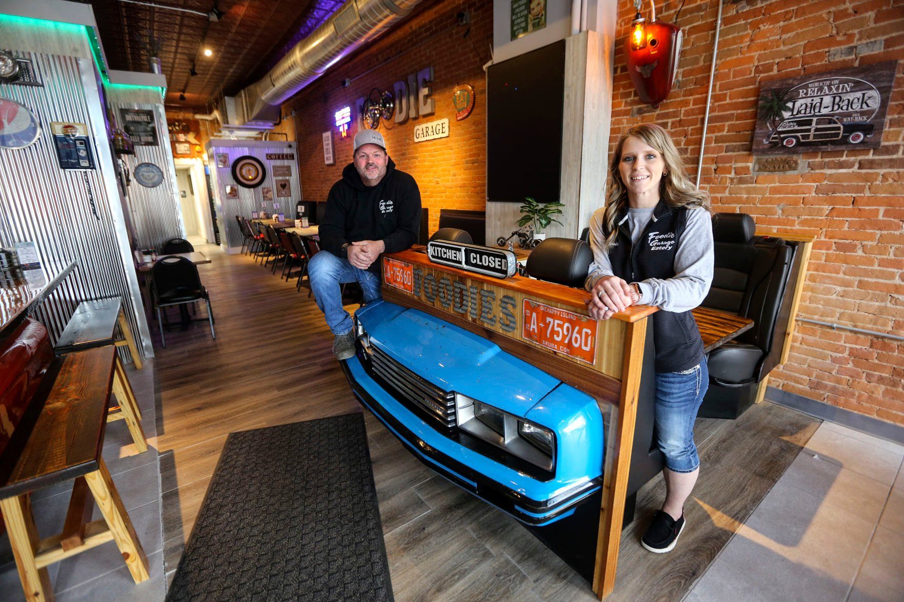 Chuck and Alysia Bowers own Foodie Garage Eatery in Dubuque, Tuesday, April 5, 2022. They will be opening up their new location on Central Ave. on Friday.    PHOTO CREDIT: Dave Kettering