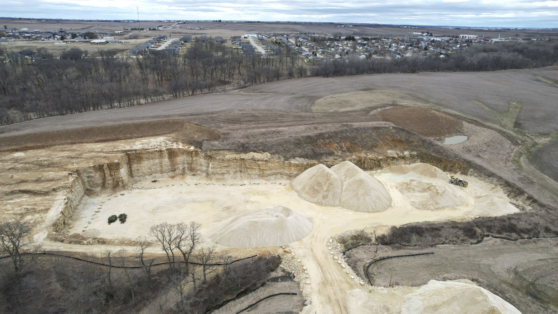 A rock quarry on Cox Springs Road north of Peosta, Iowa, is the focus of a rezoning request.    PHOTO CREDIT: Dave Kettering