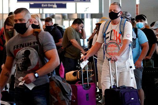 How much longer will airline travelers and subway riders have to wear face masks? The Biden administration is facing that decision in the next few days. The federal mandate to wear a mask on planes and public transportation is due to expire April 18.     PHOTO CREDIT: Nam Y. Huh
