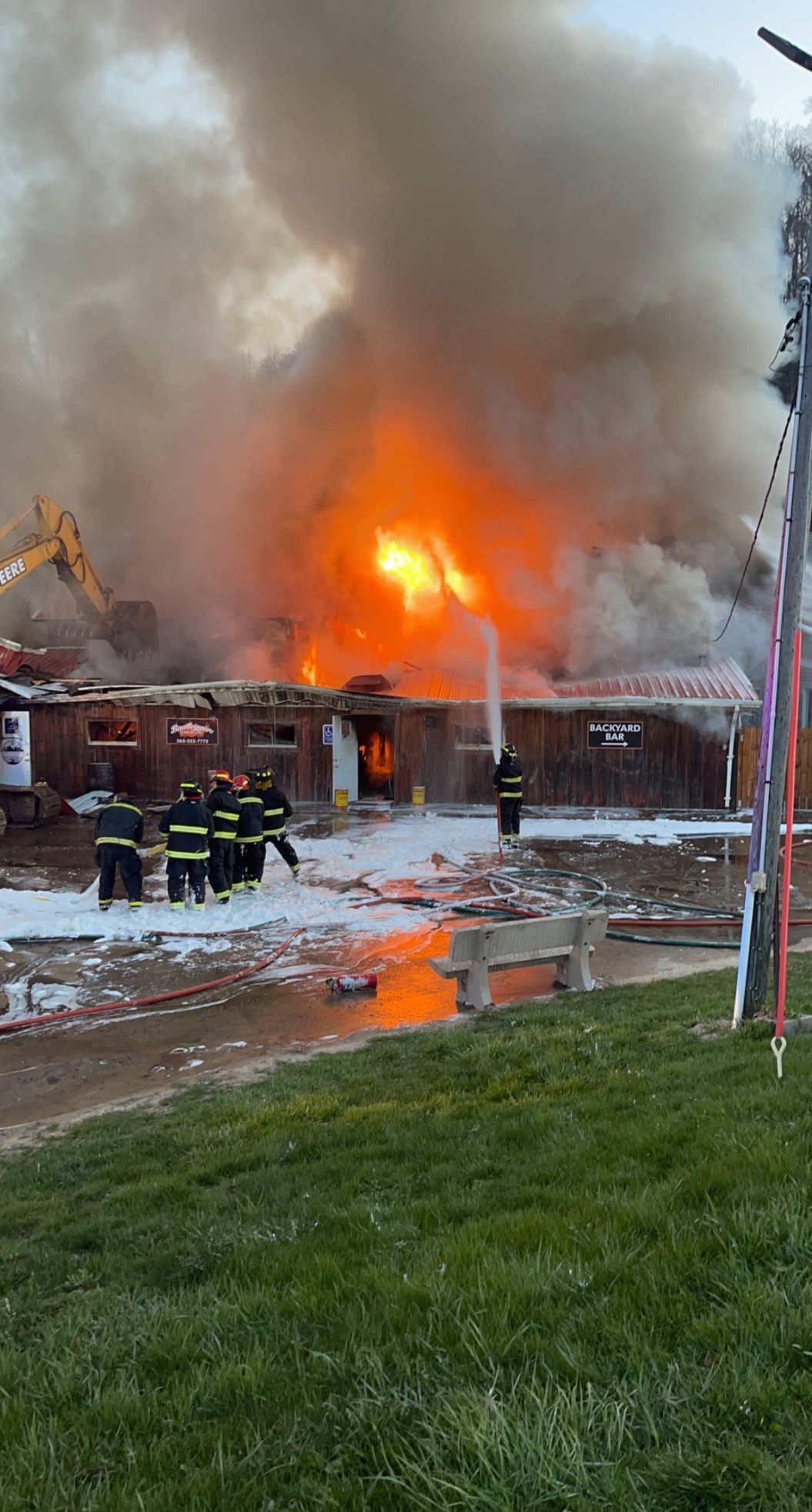 A fire destroyed Bootleggers River Tavern on Tuesday night in southern Clayton County, along the Turkey River off of U.S. 52.    PHOTO CREDIT: Guttenberg Fire Department