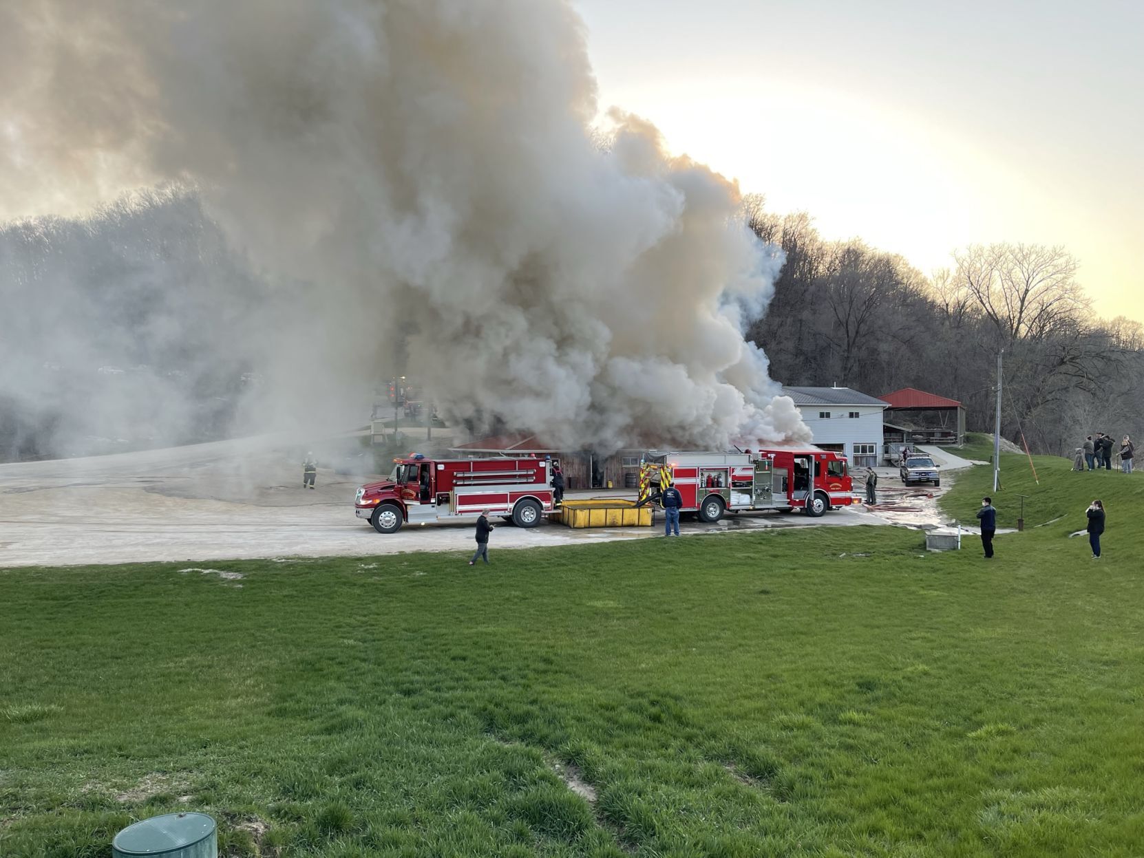 A fire destroyed Bootleggers River Tavern in Millville, Iowa, on Tuesday night.     PHOTO CREDIT: Guttenberg Fire Department
