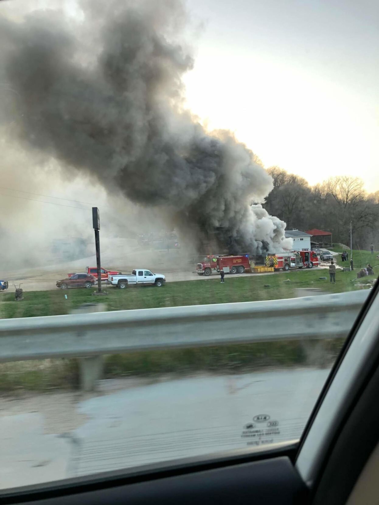 A fire destroyed Bootleggers River Tavern in Millville, Iowa, on Tuesday night.     PHOTO CREDIT: Guttenberg Fire Department