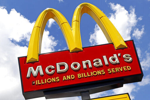 McDonald’s said higher U.S. menu prices and easing COVID-19 restrictions elsewhere helped offset troubled markets like China and Russia in the first quarter. The Chicago-based burger giant said today its revenue rose 11% to $5.66 billion in the January-March period.    PHOTO CREDIT: Gene J. Puskar