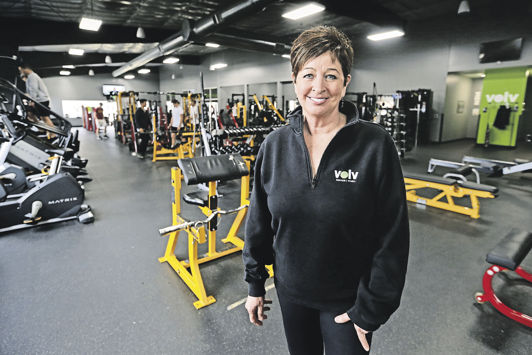 Kim David owns Volv Fitness in downtown Dubuque.    PHOTO CREDIT: JESSICA REILLY